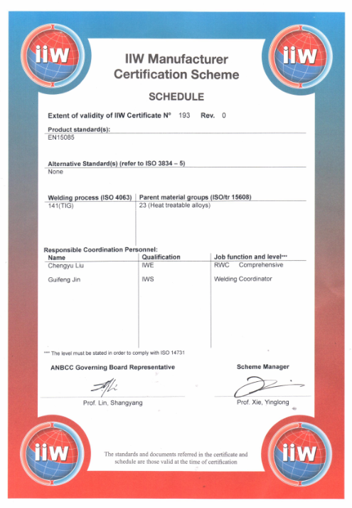 国际焊接学会授权证书1